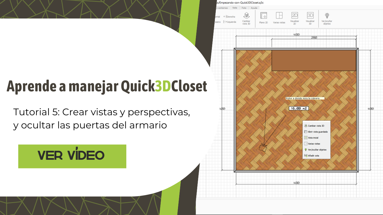 5. Crear vistas y perspectivas, y ocultar las puertas del armario en Quick3DCloset.